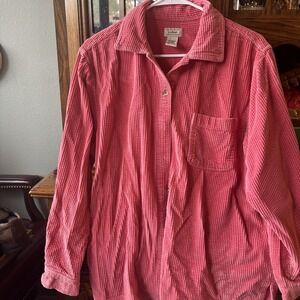 Vintage L.L.‎ Bean Women's Corduroy, Long Sleeve, Button-Down Shirt, Pink, Large